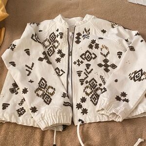 Chico's Elegant White Jacket with Metallic Accents